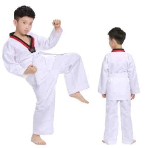 Judo White Adult Taekwondo Clothing Children Long Sleeve Uniforms WTF Karate - Picture 1 of 6