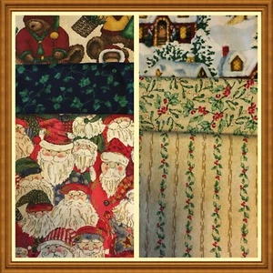 Half Yard Cuts 6 pieces Fabric Christmas Variety 100% Cotton B NOS - Picture 1 of 12