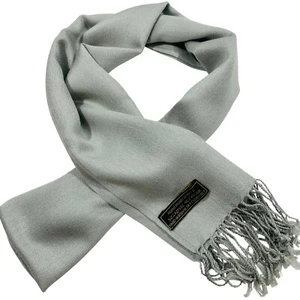 Sciarpe uomo grigio chiaro nepalese tinta unita design moda autunno/inverno - Foto 1 di 12