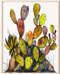 Desert Cactus Watercolor Painting Print - Picture 1 of 5