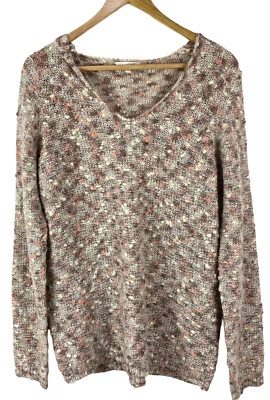 Suéter Mystree Mezcla de Lana Palomitas Confeti Tejido Pullover Mujer’s Talla L Tostado Foto 1 de 4