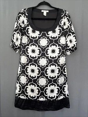 Vestido recto de seda del mercado negro de la Casa Blanca talla 0 floral audaz caprichoso boho WHBM Foto 1 de 4
