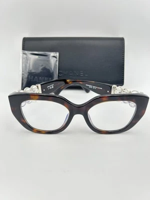 Gafas Chanel 3488 A 714/SB Tortuga Dorado Azul Luz 52 18 Perlas de Vidrio Foto 1 de 4