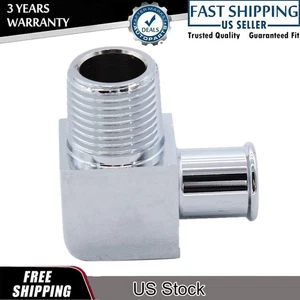 90° Deg Heater Hose Fitting 1/2" NPT to 5/8" Hose Barb Chrome Billet  Aluminum - Picture 1 of 8