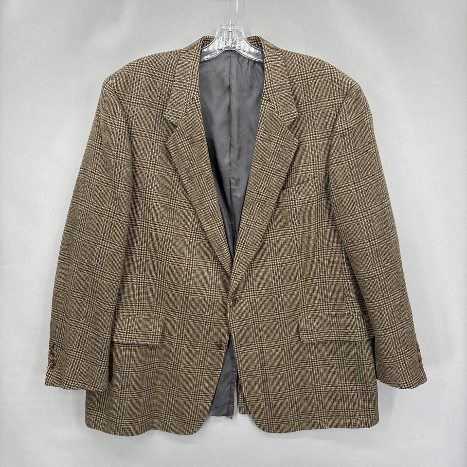Abrigo deportivo Hart Schaffner & Marx para hombre 48 largo pelo camel glen escocés vestido blazer Foto 1 de 4