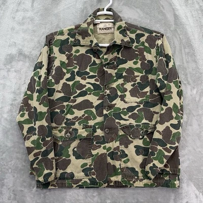 De Colección Años 80 Ranger Piel de Rana Pato Camuflada Chaqueta de Caza Botón Camisa de Campo Tareas EE. UU. M Foto 1 de 4