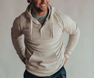 Normal Brand Puremeso Hoodie Herren XL Grau Henley Pullover Sweater Sweatshirt - Bild 1 von 10