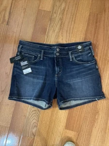 Silver Jeans Co. Suki Curvy Fit Mid rise Jean Shorts Women’s Summer Beach Casual - Picture 1 of 9