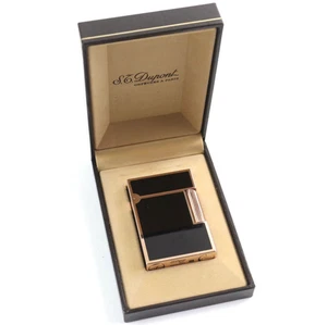 Dupont Ligne 2 Gasfeuerzeug Schwarz Lack Roségold mit Box Zündung geprüft JP - Bild 1 von 9