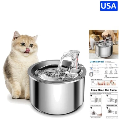 Fuente de agua de acero inoxidable para gatos y perros - Alimentador automático 2L Foto 1 de 4
