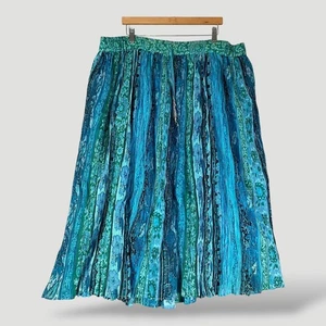 Maxi Falda Boho Silver Stream Azul Teal Algodón Arrugado Cordón - Imagen 1 de 10