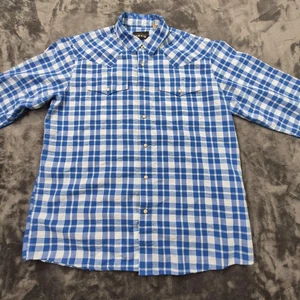 Orvis Shirt Mens XL Blue Plaid Trout Bum Western Pearl Snap Fishing Outdoors - Picture 1 of 13