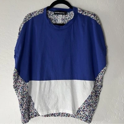 Mercibeaucoup by Issey Miyake Floral Blue White Oversize Sleeveless Tee Small - Image 1 of 4