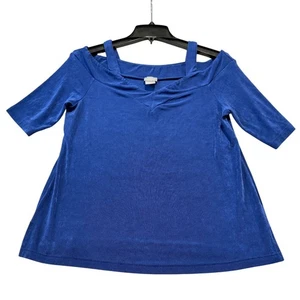 Chico's Travelers Größe 1 = 8 10 US blau schulterfreies Oberteil Urlaub - Bild 1 von 7