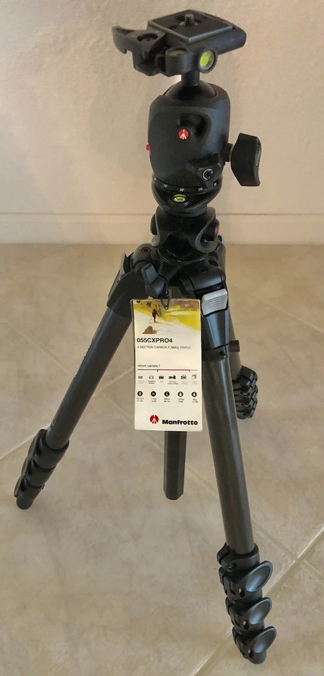 Manfrotto 055CXPRO4 Pro Carbon Fiber Tripod, Manfrotto Ballhead - MINT -UN-USED! - Image 1 of 4
