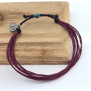 Pura Vida massives Original Armband - Burgund mit Eisen P Tag - Bild 1 von 6
