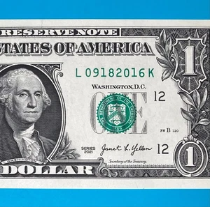 September 18, 2016 (L 09182016 K) BIRTHDAY Note $1 One Dollar Bill *UNC* - Picture 1 of 4