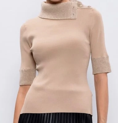 Top Proenza Schouler Etiqueta Blanca Manga Corta Lana Ribete Acanalado Tejido Beige Talla M Foto 1 de 4