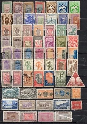FRENCH AFRICAN COLONIES.   COLECTION BUILDER OF 90 ALL DIFFERENT STAMPS. - Image 1 of 2