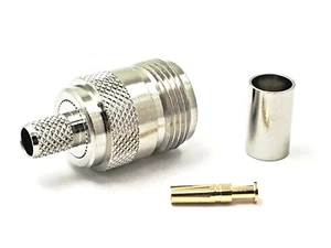 2 Stück RF Stecker N Buchse Crimp Teflon Isolierung vernickelt Gehäuse LMR 240 - Bild 1 von 6