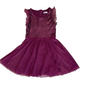 Epic Threads Tulle DRESS PURPLE GIRLS M Medium SEQUINS TANK Butterfly Sleeves - Picture 1 of 4