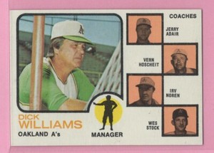 1973 Topps Baseball # 179 Dick Williams - A's - Box 728-571
