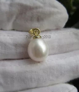 NUEVO 10-11 mm Colgante Perla Mar del Sur Natural Oro Amarillo 14K - Imagen 1 de 2