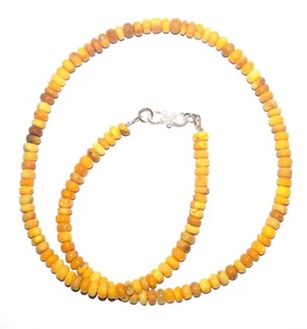 925 Argento Fine Giallo Opale Gemma 5-6 MM Rotondo Perline 12 " Collana G-69 - Foto 1 di 8