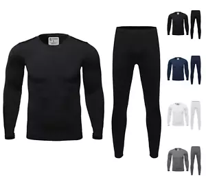 Mens Ultra Soft Winter Fleece Lined Thermal Base Layer Top & Bottom Set - Picture 1 of 23