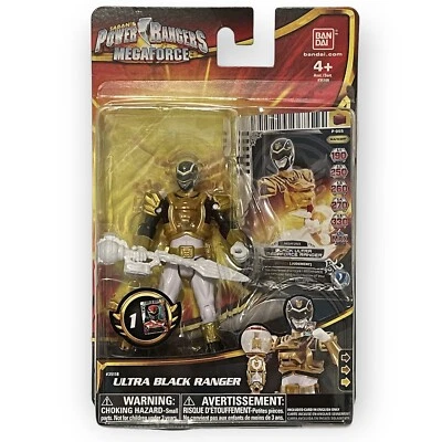 4-дюймовая экшн-фигурка Power Rangers Megaforce Ultra BlackRanger Bandai 2013 новая - Изображение 1 из 4