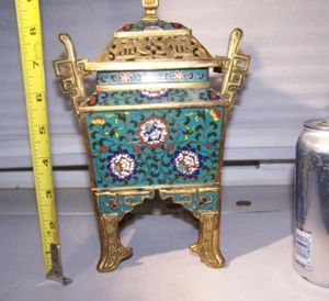 #1 -Chinese footed Bronze gold gilt Incense Burner Censer Antique Ming qing - Picture 1 of 12