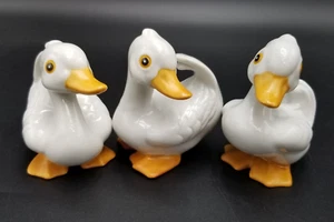 Three Vintage Homco #1414 Ducklings 3.5” Tall Ceramic White Duck Figurines - Picture 1 of 7