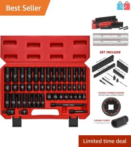 SAE & Metric 48-Piece 3/8" Drive Impact Socket Set - Corrosion-Resistant Finish - Picture 1 of 11