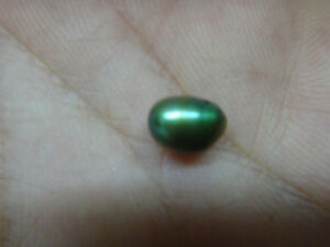 About 5.36625x7.0786MM Genuine green drop loose pearl drilled very good luster