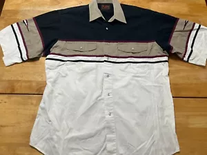Plains Western Wear Large Pearl Snap Button Up Shirt Black White Beige A01 - Picture 1 of 5