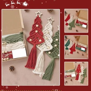 3x Christmas Tree Kits Woven Macrame Christmas Tree Wall Hangings Decor Set W1O8 - Picture 1 of 18