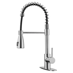 Zalerock Commercial Style Spring High-Arc Pull-Down Sprayer Faucet w/ Deckplate - Picture 1 of 2