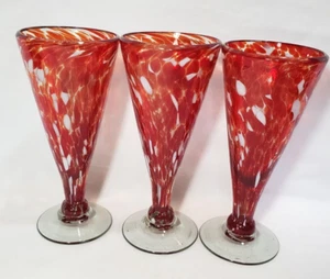 Mexikanische Gläser rot weiß Spritz Bier Glas Fuß 3er Set 8" hoch - Bild 1 von 6