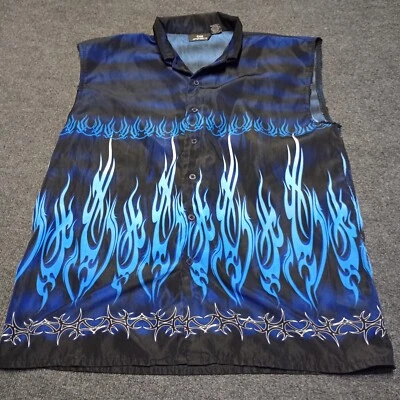 Vintage City Impact Shirt Adult Large Blue Flame Streetwear Sleeveless 90s Y2K - Image 1 of 4