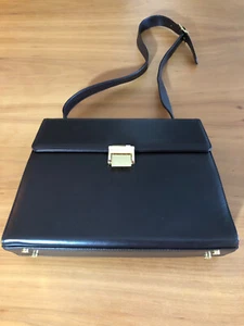 Vintage BRUNO MAGLI Vintage Black Leather Flap Shoulder Handbag - Picture 1 of 12