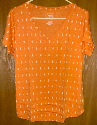 SONOMA Women’s V-Neck Tee Top Shirt Sz Medium / M - Orange Diamond  - New Foto 1 de 2