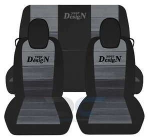 Funda de diseño Chevy Camaro Funda de asiento delantero y trasero Negro-Carbón + Logotipo UR - Imagen 1 de 11