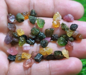 71 Crt Gorgeous Fine Multi Tourmaline Raw Size 7-9 MM Loose Gemstone For Jewelry - Picture 1 of 7