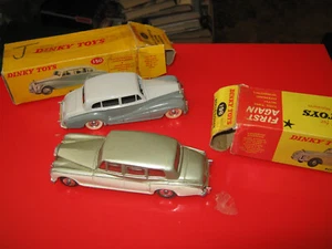 DINKY 198 150 PAIR OF ROLLS ROYCES ORIGINALS IN AGE WORN ORIGINAL BOXES - Picture 1 of 12