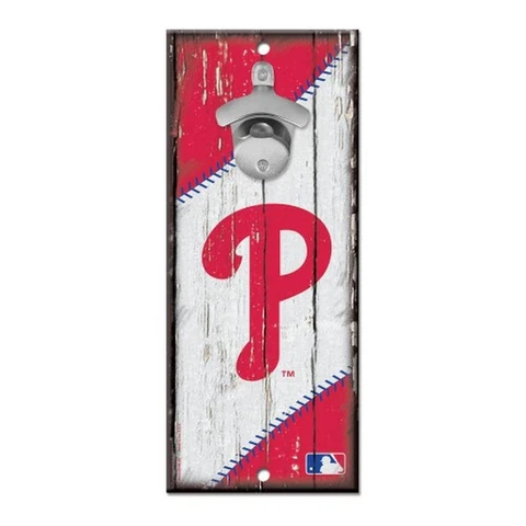 Philadelphia Phillies 5"x11" Bottle Opener Wood Sign [NEW] Wall Plaque Mount Bar Cover
