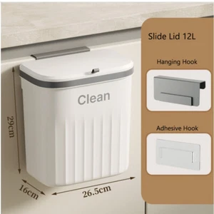 12L White Trash Can For Kitchen Slide Lid - Picture 1 of 1
