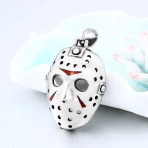 Jason Mask Cool Pendant Necklace Chain Punk Rolo for Mens Women Stainless Steel - Picture 1 of 4