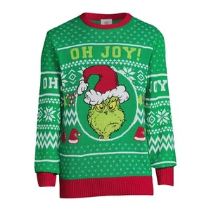NEU Dr. Seuss The Grinch "Oh Boy" hässlicher Weihnachtspullover Erwachsene Unisex Plus 2X-3X - Bild 1 von 2