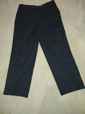 Men's Solid Black Tropical Wool Dress Pants From Berle Size 34x27 - Image 1 of 3