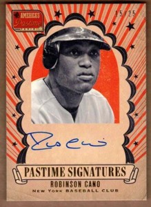 2013 PANINI AMERICA'S PASTIME PASTIME SIGNATURES GOLD ROBINSON CANO #15/25
